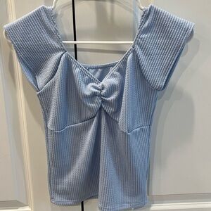 Light Blue Textured Knit Top